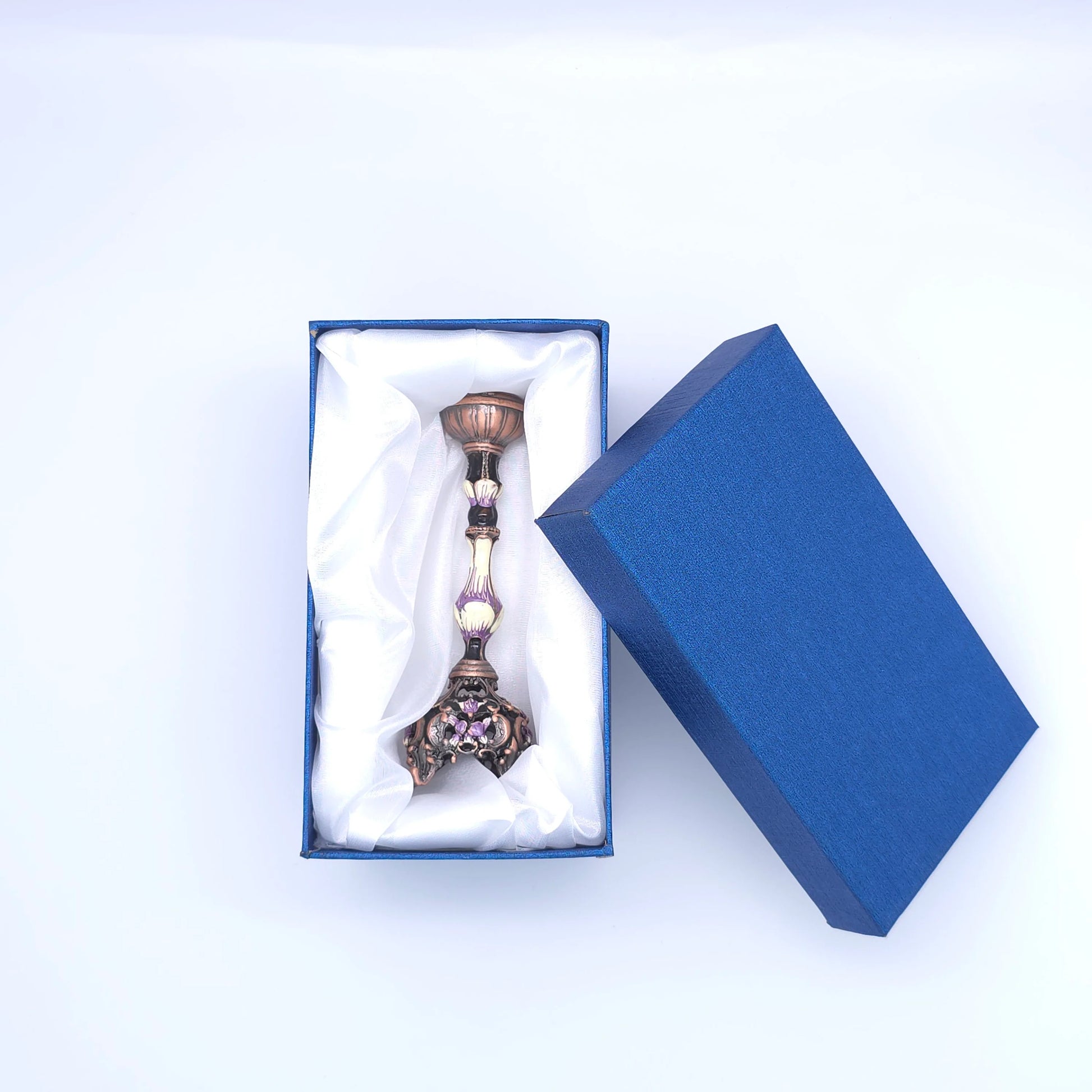 Jeweled Shabbat Candlesticks – Purple Lavender, 5.5" Shabbos Candleholders - Jewish Depot