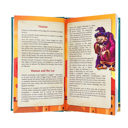 Megillas Esther with Key Purim Characters – Hardcover (76 Pages) - Jewish Depot