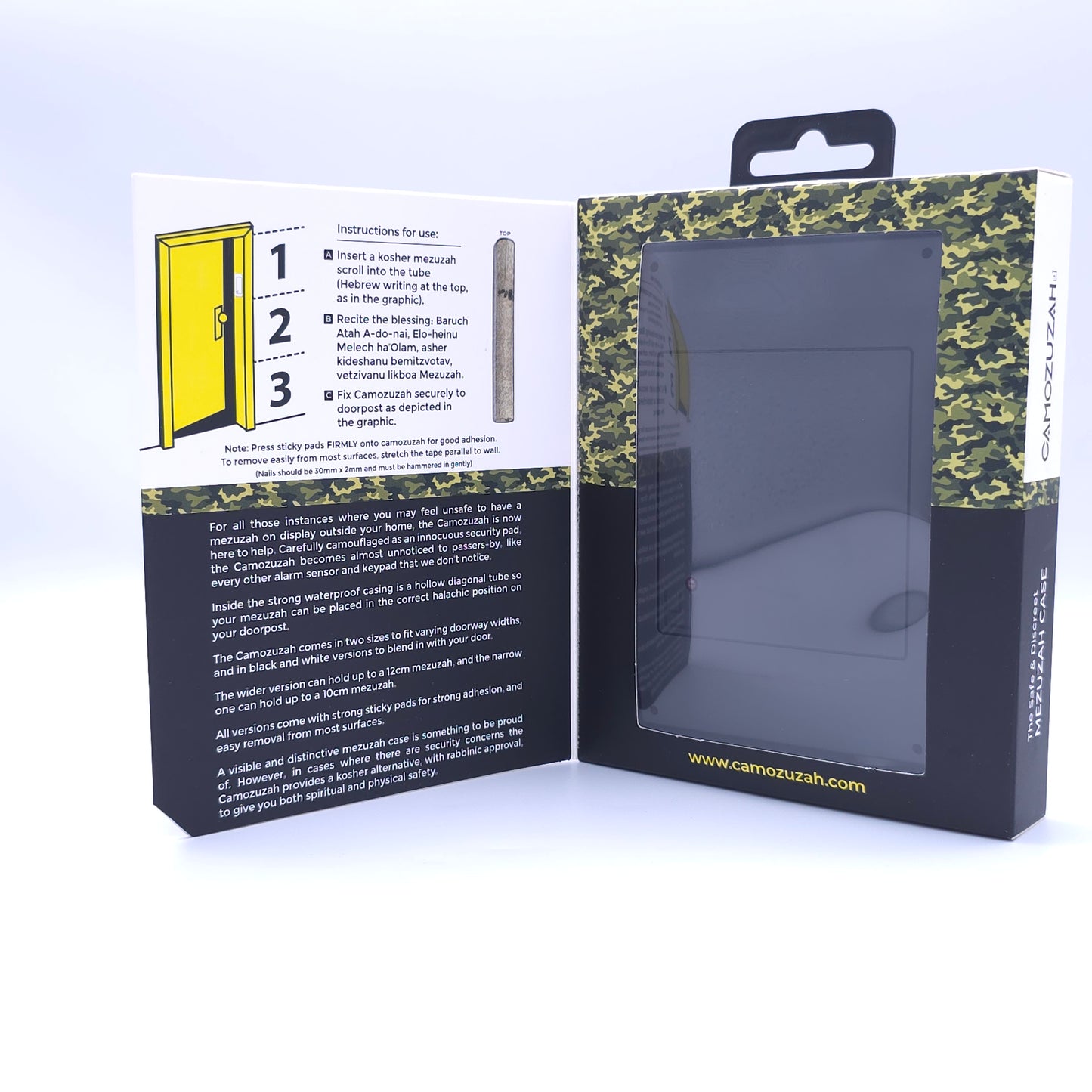 Discreet Mezuzah Case, Modern Sleek Design, Waterproof, for Door Post - Jewish Depot