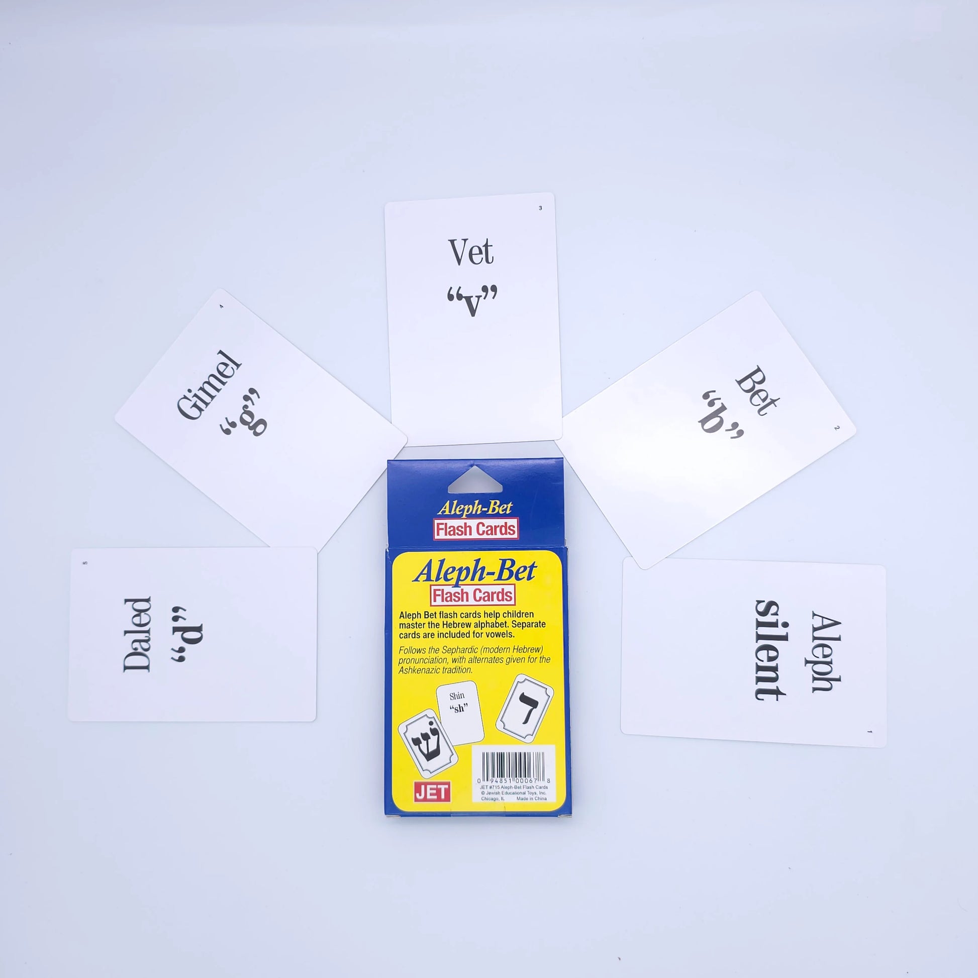 Alef Bet Flash Cards – 43 Cards, Hebrew Letters & Vowels, Sturdy & Easy to Hold - Jewish Depot