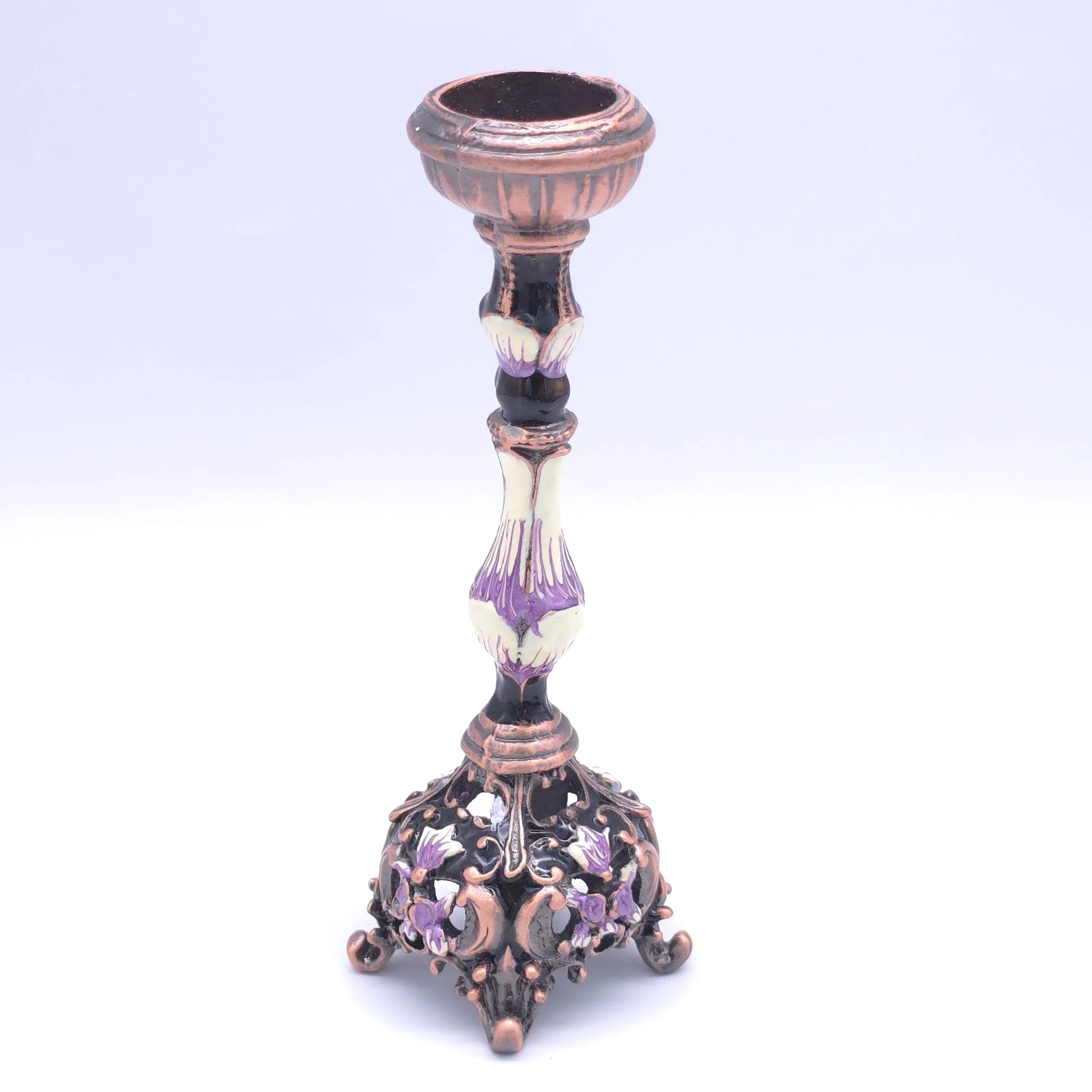 Jeweled Shabbat Candlesticks – Purple Lavender, 5.5" Shabbos Candleholders - Jewish Depot