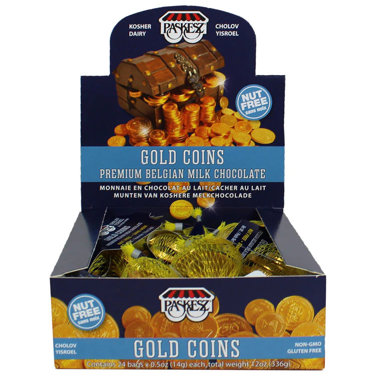 Paskesz Chocolate Coin Box - Available in Milk or Pareve