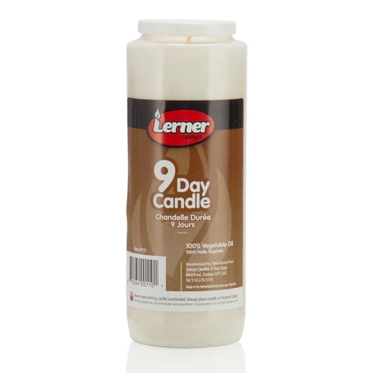 Lerner 9 Day Candle – 100% Vegetable Oil, Long-Lasting Memorial Candle - Jewish Depot