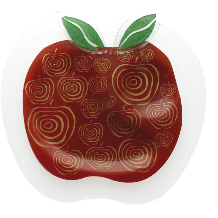 Rosh Hashanah Apple-Shaped Glass Plate - Apples & Honey Dish - Jewish Depot