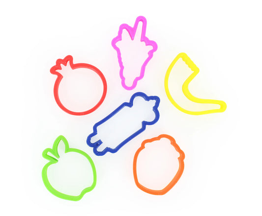 Rosh Hashanah Themed Cookie Cutter Set - 6 Shapes, Bright Colors, Durable Plastic