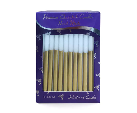 Metallic Chanukah Candles – 45 Pack | Hand-Finished Menorah Candles