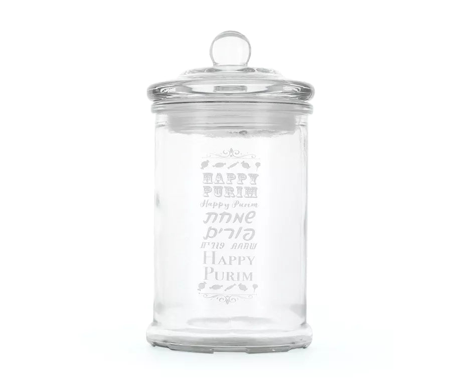 Purim Candy Jar with Lid – Perfect for Mishloach Manot "Happy Purim" Case of 12