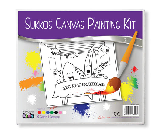 Sukkot Canvas Painting Kit for Kids | Pre-Drawn Canvas + Paints + Brush