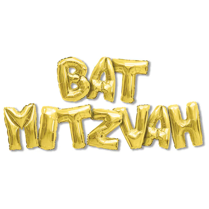 Bat Mitzvah Foil Balloon Bunting – 18" Balloons, No Helium Needed - Jewish Depot