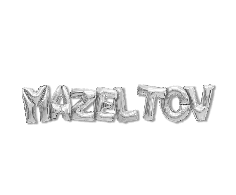 Mazel tov Foil Balloon Bunting – Fun Decoration for Simchas, 18" Balloons - Jewish Depot
