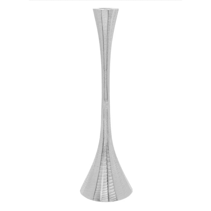 Silver Geometric Candlesticks – 9" Height