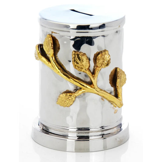 Gold Leaf Design Charity Box – Elegant Home Décor – 4" Height x 3" Width