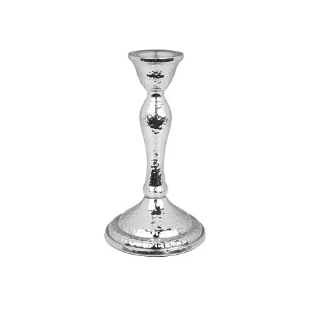 Nickel Candlestick with Hammered Design – 8.75" Height