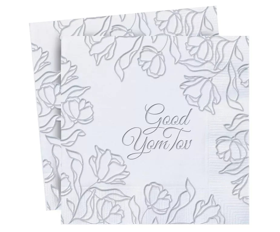 Embossed Chag Sameach / Good Yom Tov Napkins – 16 Pack, 3-Ply Luncheon Napkins (Available in 3 Designs)
