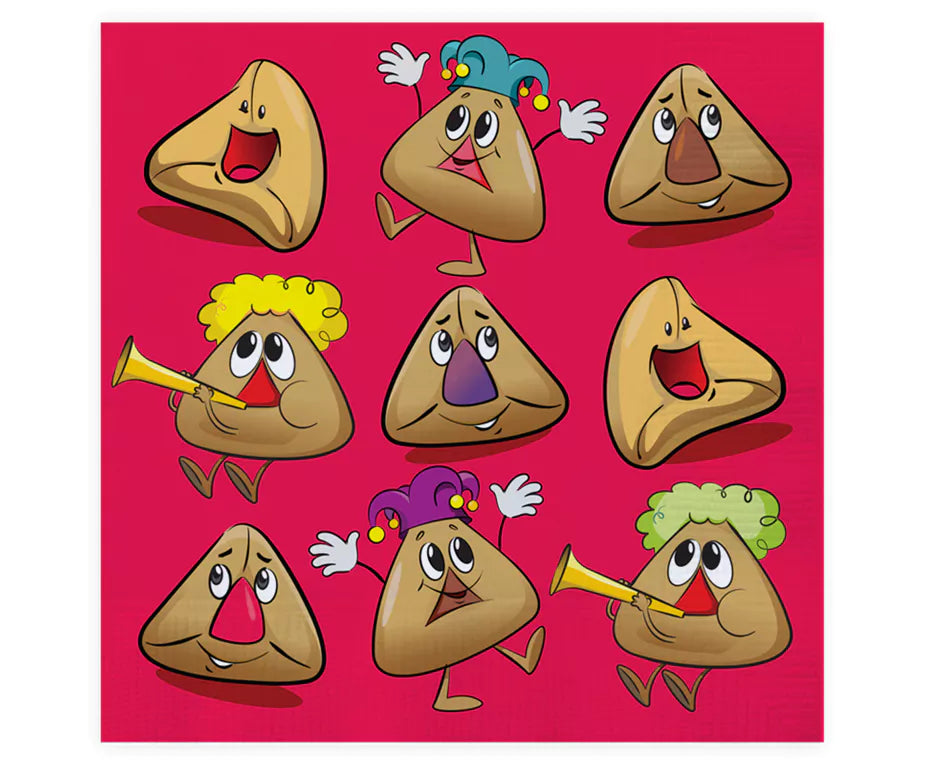 Purim Themed 2-Ply Napkins – 33cm x 33cm, 20-Pack, Perfect for Parties - Jewish Depot