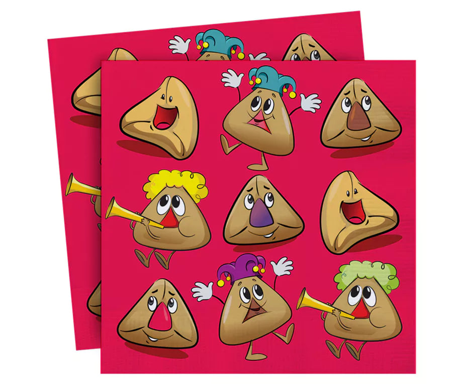 Purim Themed 2-Ply Napkins – 33cm x 33cm, 20-Pack, Perfect for Parties - Jewish Depot