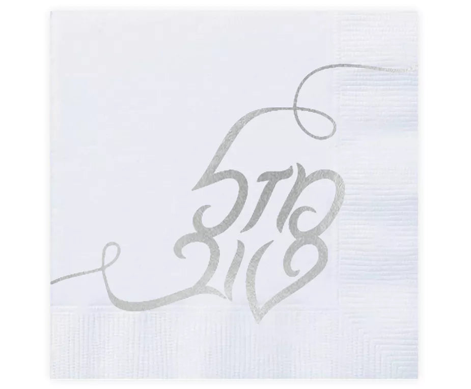 Mazel Tov Foiled 3-Ply Napkins – 20-Pack, Gold or Silver, English & Hebrew - Jewish Depot