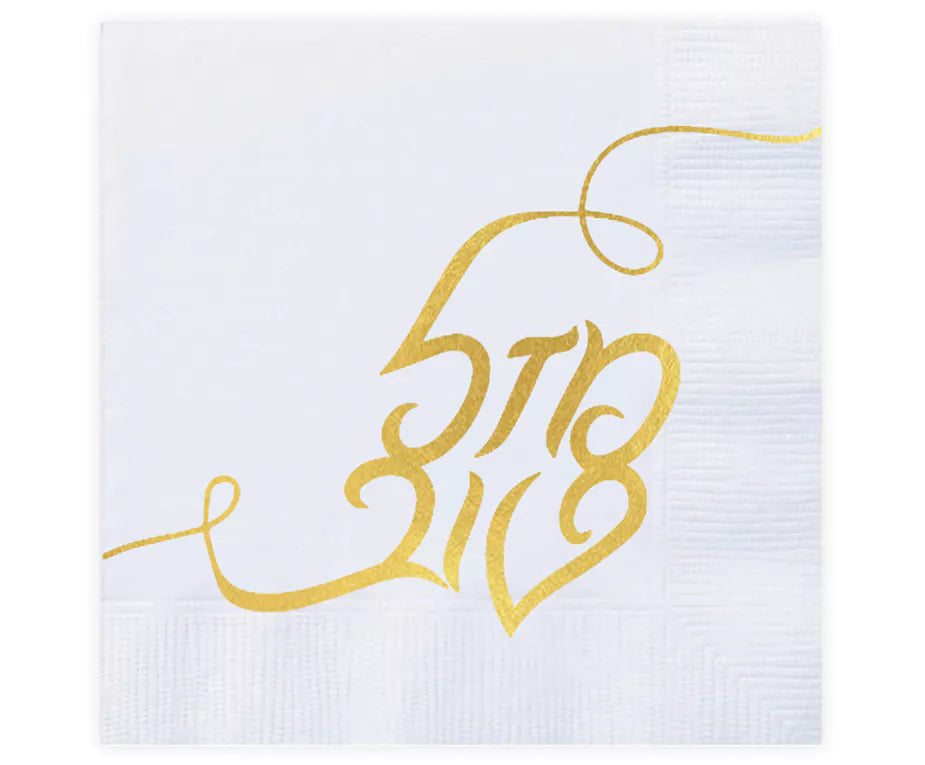 Mazel Tov Foiled 3-Ply Napkins – 20-Pack, Gold or Silver, English & Hebrew - Jewish Depot
