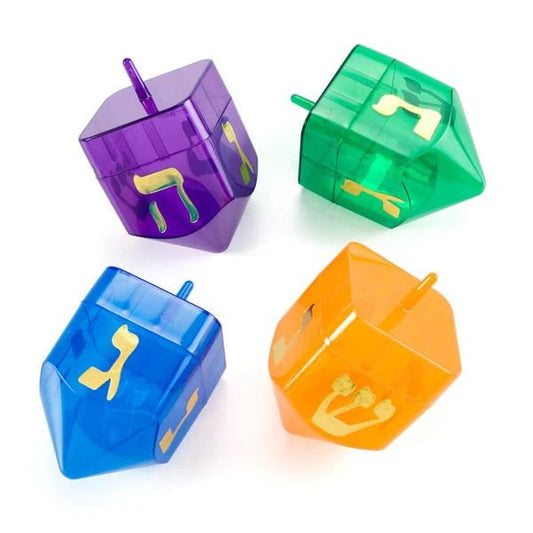 Refillable Dreidels - Case of 48 Assorted Colors (Empty Plastic, 2 x 2 x 3.5)
