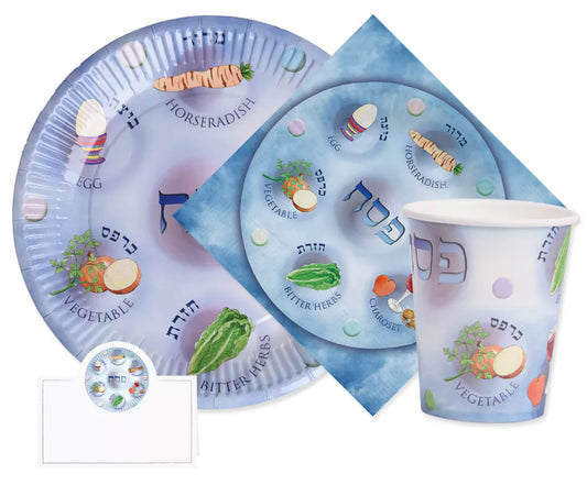 Pesach-Themed Paper Cups, Plates, Napkins, and Place Cards for Seder (Each sold separately) - Jewish Depot