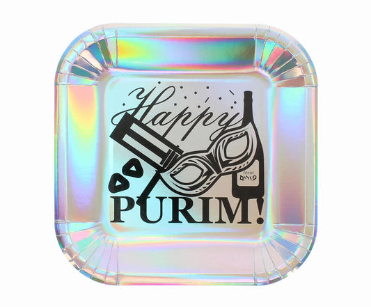 Purim Masquerade Paper Plates (9 Inch) – 10PK, Coated Cardboard for Hot & Cold Food - Jewish Depot