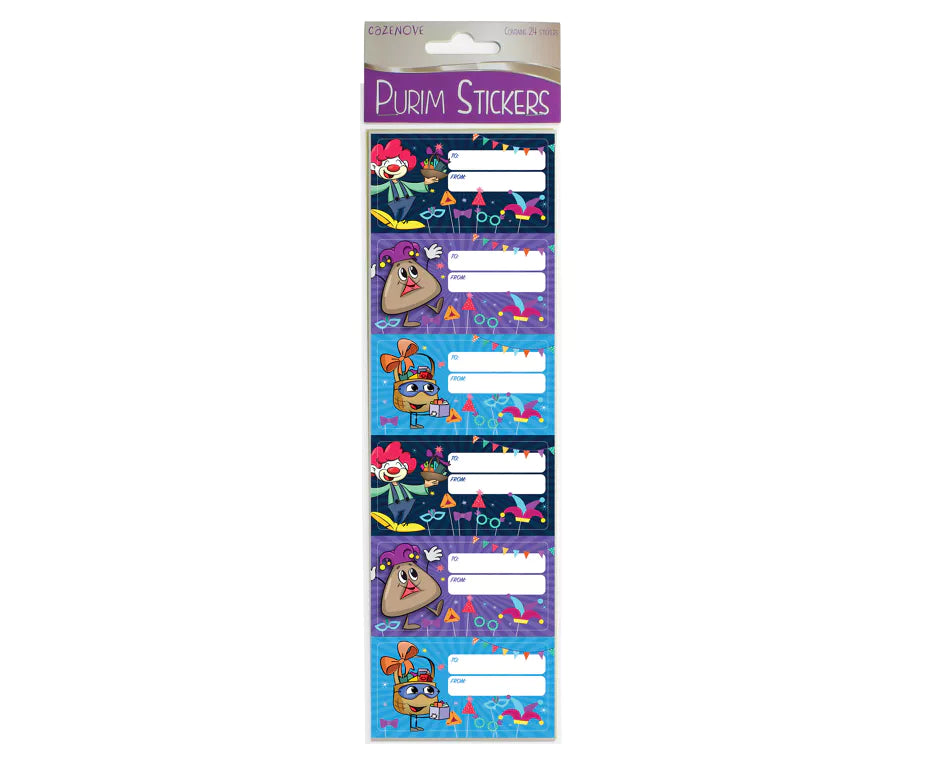 Purim “To and From” Sticker Labels – 24-Pack | Gift Tags for Mishloach Manot