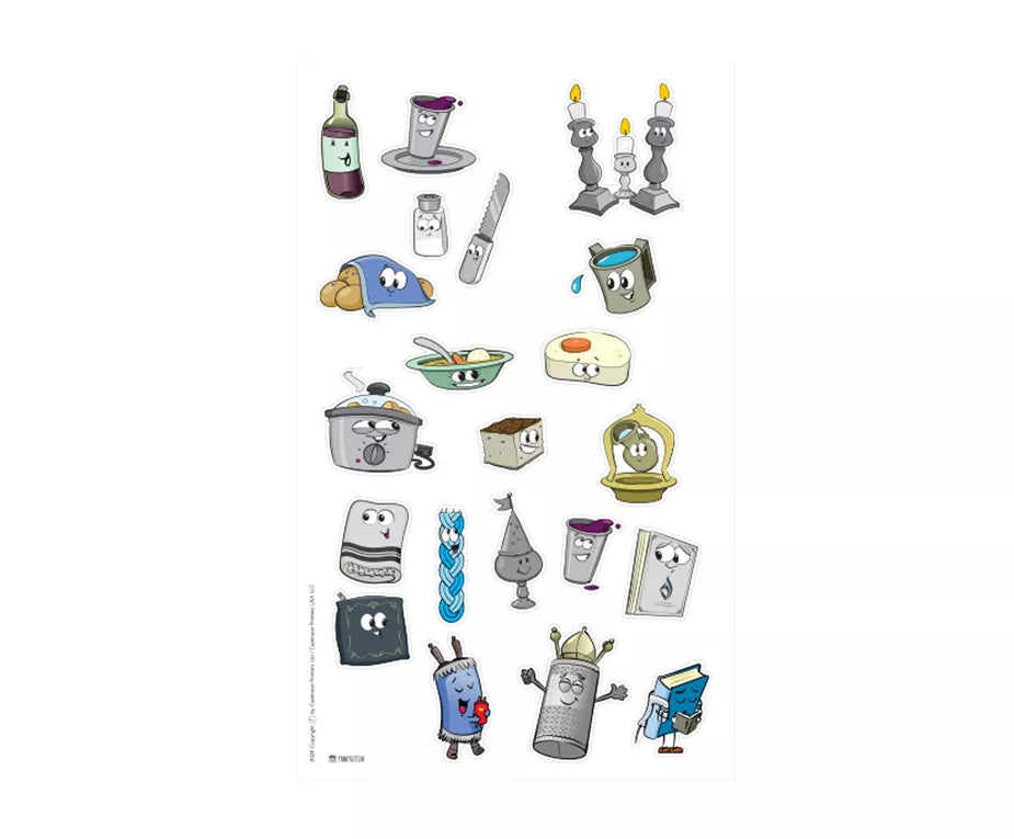 Colorful Shabbos Stickers for Kids - Pack of 6 Sheets - Jewish Depot