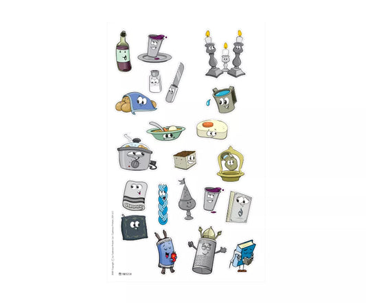 Colorful Shabbos Stickers for Kids - Pack of 6 Sheets - Jewish Depot