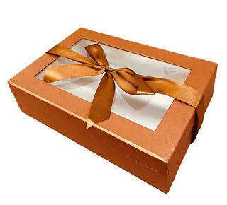 Elegant Gift Box with Clear Window and Ribbon Closure (Black & Bronze, Sold Separately) - Jewish Depot