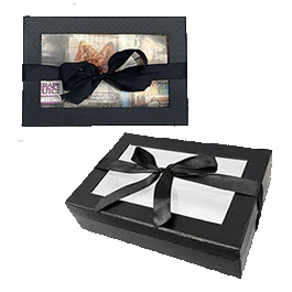 Elegant Gift Box with Clear Window and Ribbon Closure (Black & Bronze, Sold Separately) - Jewish Depot