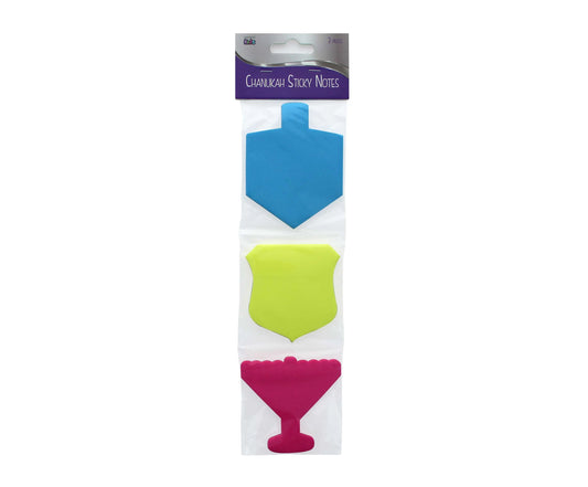 Chanukah Sticky Notes Set – Menorah, Dreidel & Maccabi Shield Shapes (3-Pack)