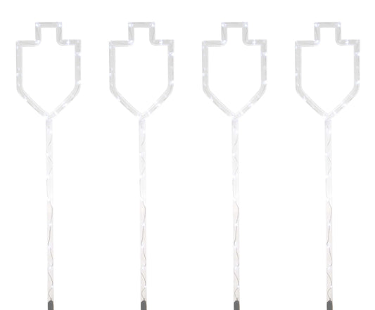 Dreidel Outdoor Standing Lights – Set of 4 Chanukah Garden Decorations