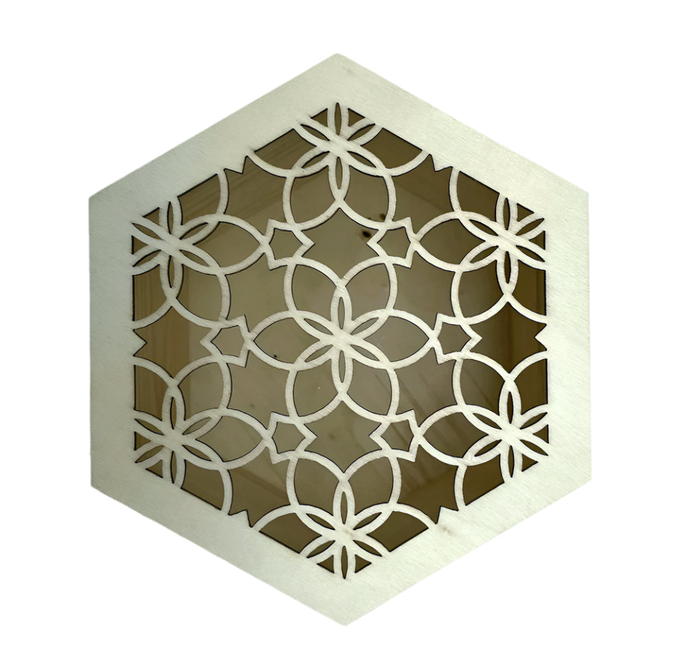 Hexagon-Shaped Wooden Box with Pattern Cover – Perfect for Mishloach Manos Packaging - Jewish Depot