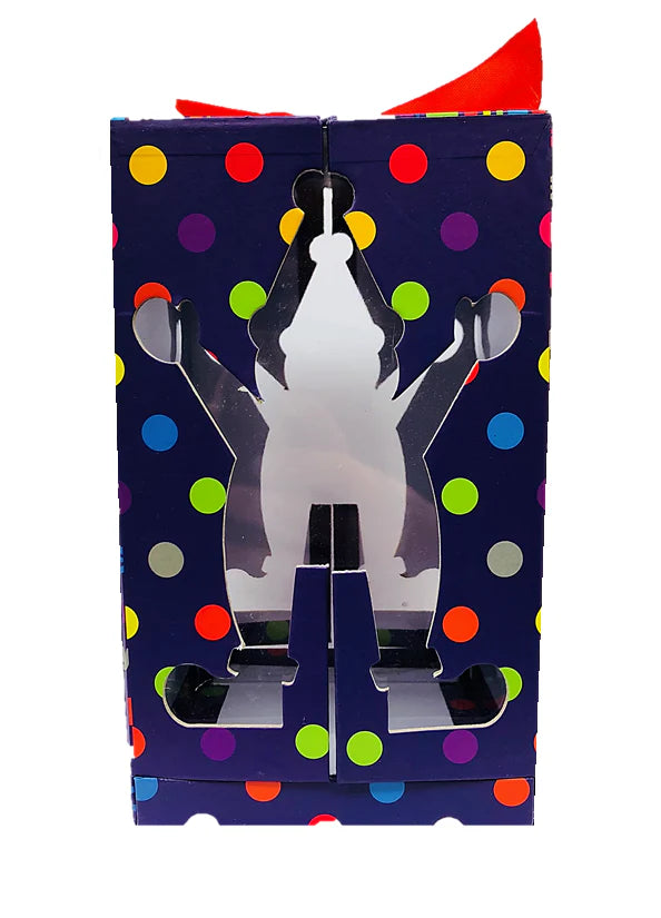 Colorful Purim Box with Clown Motif and Bow – Perfect for Mishloach Manos - Jewish Depot