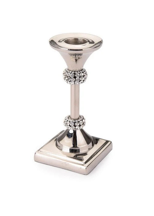 Stainless Steel Shabbat Candle Holder with Decorative Stones