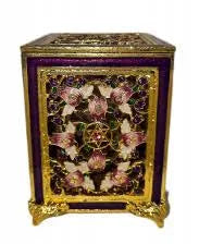 Jeweled Tzedakah Box - Gold with Blue, Purple, or Teal Accents