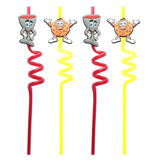 Passover Themed Wiggly Straws – Fun & Colorful Drink Accessories for Seder (Pack of 4) - Jewish Depot