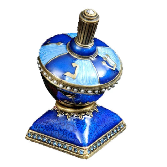 Jeweled Pewter Dreidel with Matching Stand - Gift Boxed