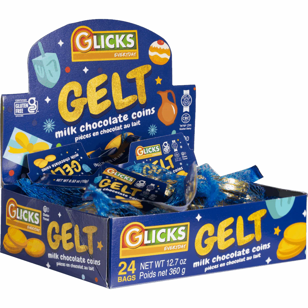 Glick's Chocolate coin box - Available in Milk or Pareve