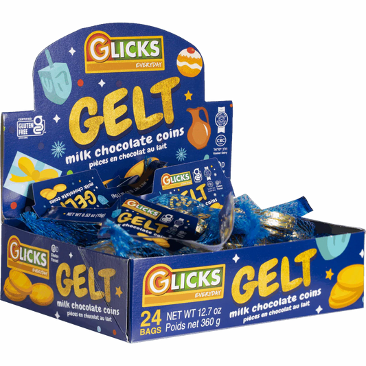 Glick's Chocolate coin box - Available in Milk or Pareve