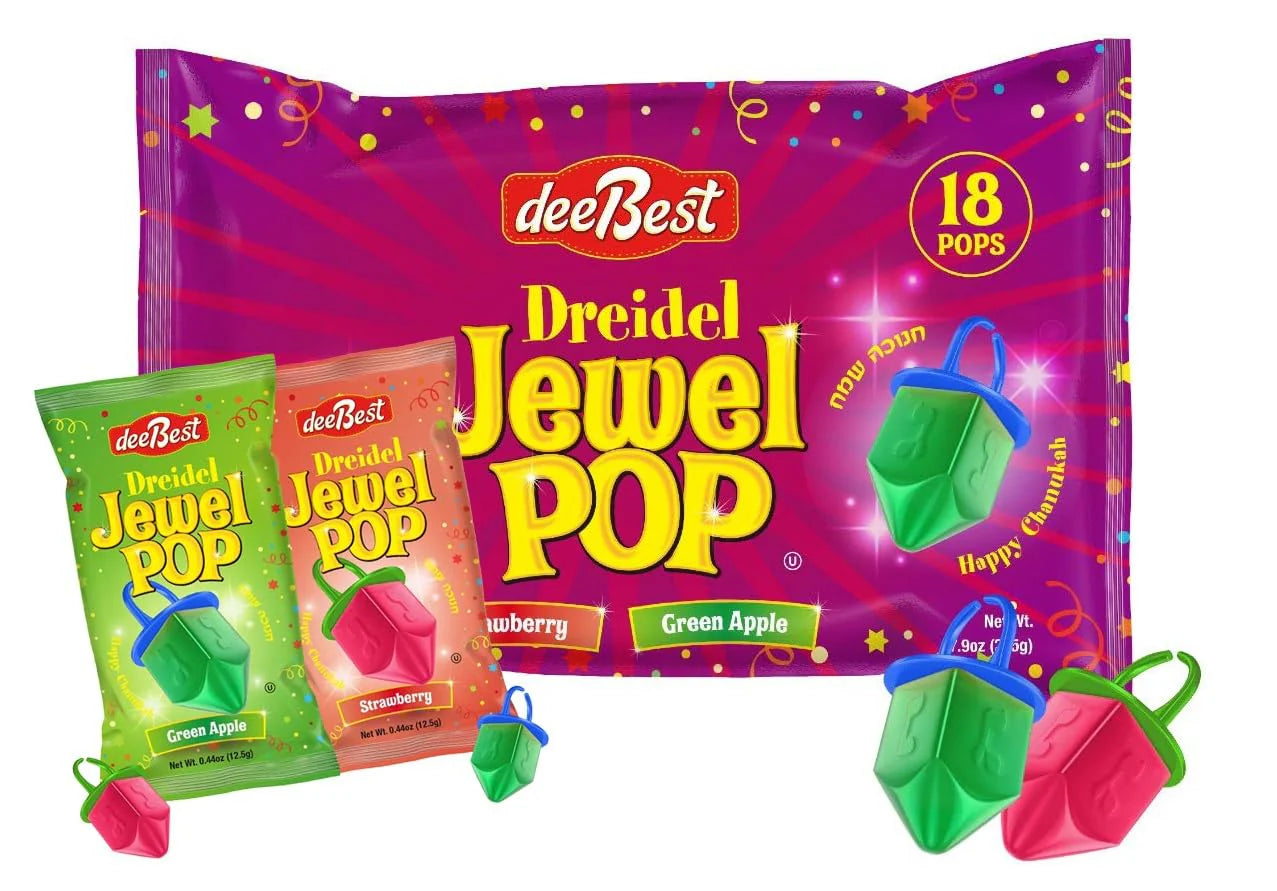 Dreidel Jewel Pop Lollipop Rings - 18 Pack