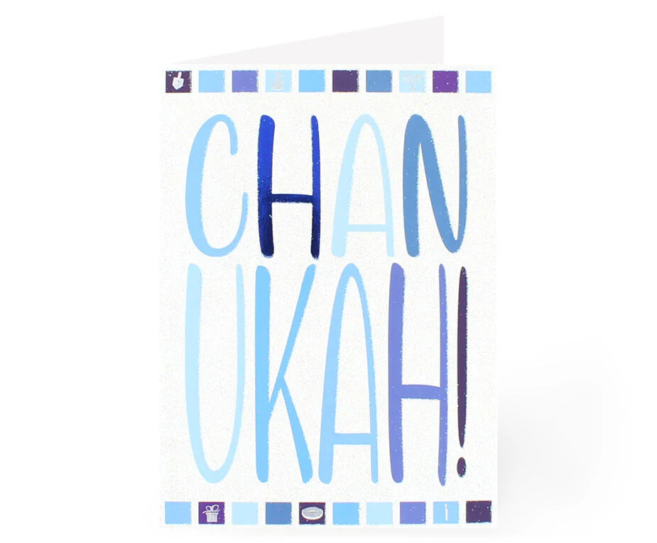 Chanukah Pack of 5 Foiled & Glittered Cards - Available in 17 Designs