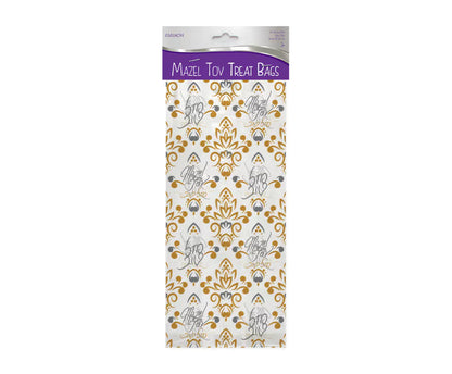 20 "Mazal Tov" Cellophane Treat Bags & Ties – Perfect for Party Favors - Jewish Depot