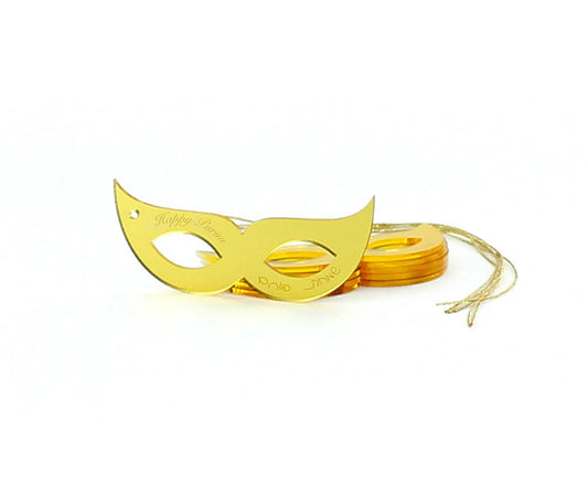 Purim Mask-Shaped Lucite Gift Tags – 6-Pack | Available in 3 Colors